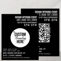 Black Grand Ouverture Flyer Business Logo & QR Cod