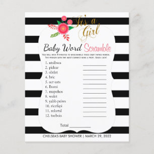 Prospectus 11,4 Cm X 14,2 Cm Black & White Stripe - Baby Girl - Scramble