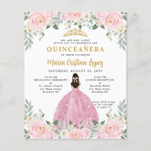 Prospectus 11,4 Cm X 14,2 Cm Bleu rose or rose bon marché Princesse Quinceañera