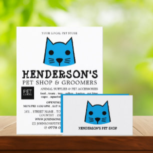 Prospectus 11,4 Cm X 14,2 Cm Blue Cat, Pet Store & Groomers Publicité