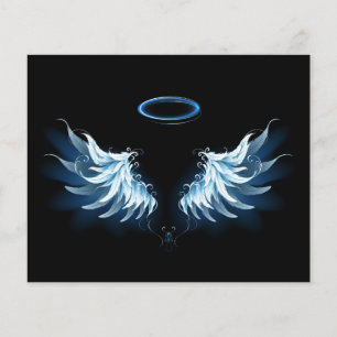 Prospectus 11,4 Cm X 14,2 Cm Blue Glowing Angel Wings on black background