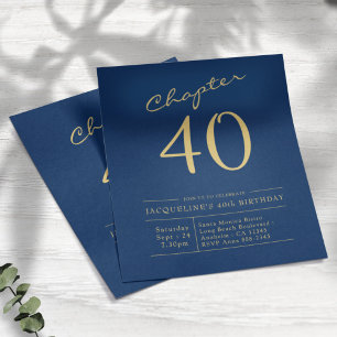 Prospectus 11,4 Cm X 14,2 Cm Blue Gold Budget 40e anniversaire Invitation