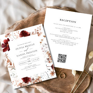 Prospectus 11,4 Cm X 14,2 Cm Boho Chic Rustic Fleur sauvage Faire-part de maria