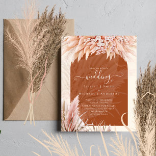 Prospectus 11,4 Cm X 14,2 Cm BOHO Pampas Grass Budget Faire-part de mariage