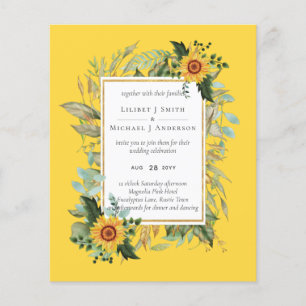 Prospectus 11,4 Cm X 14,2 Cm Boho Sunflower Sage Mariage de verdure
