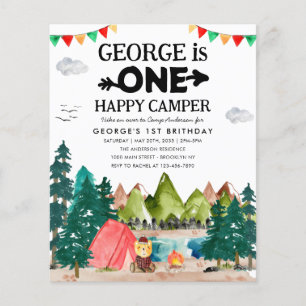 Prospectus 11,4 Cm X 14,2 Cm Bon marché ONE Happy Camper Woods Camping 1er anni
