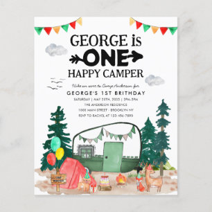 Prospectus 11,4 Cm X 14,2 Cm Bon marché ONE Happy Camper Woods Camping 1er anni
