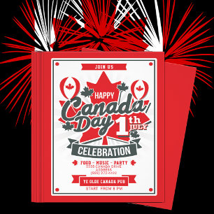 Prospectus 11,4 Cm X 14,2 Cm Bonne fête du Canada 1er juillet Invitation du par