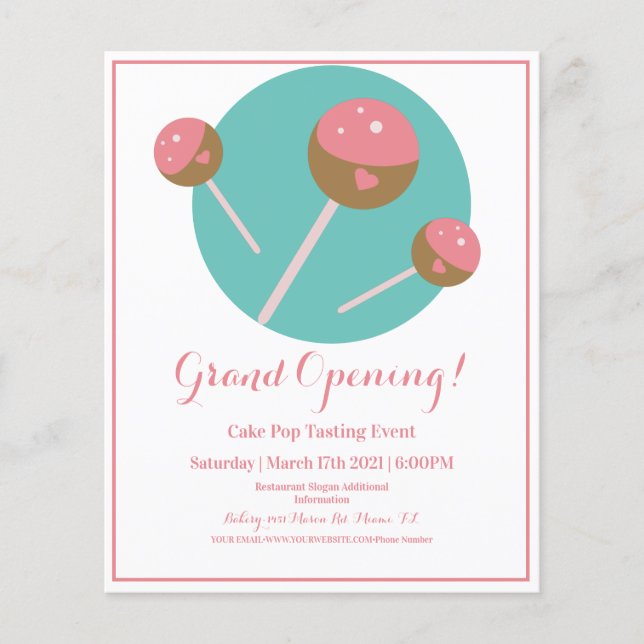 Prospectus 11,4 Cm X 14,2 Cm Boulangerie Cakepop Traite Sweet Food Truck Flyer (Devant)