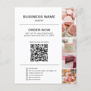 Prospectus 11,4 Cm X 14,2 Cm Boulangerie Commande QR Code Remise Photo Blanc