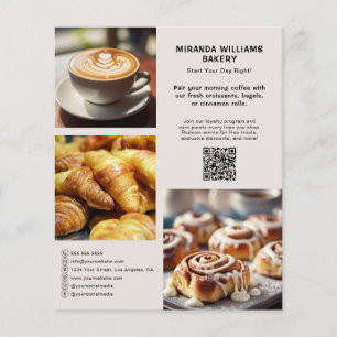 Prospectus 11,4 Cm X 14,2 Cm Boulangerie Photo Personnalisée QR Médias Sociaux