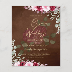 Prospectus 11,4 Cm X 14,2 Cm Bourgogne Brown Floral Winter Mariage de automne I