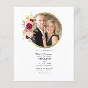 Prospectus 11,4 Cm X 14,2 Cm Bourgogne-Marsala et florale géométrique photo ros