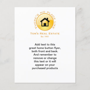 Prospectus 11,4 Cm X 14,2 Cm Bouton Pas d'endroit comme la maison