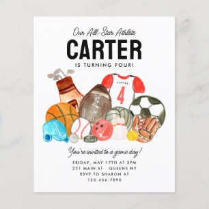 Prospectus 11,4 Cm X 14,2 Cm Boys Sports Balls Tous Étoile Anniversaire de enfa