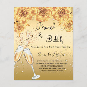 Prospectus 11,4 Cm X 14,2 Cm Brunch Bubbly Fête des mariées or budget invitatio