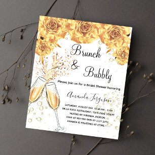 Prospectus 11,4 Cm X 14,2 Cm Brunch Bubbly Fête des mariées or budget invitatio