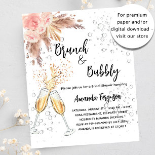 Prospectus 11,4 Cm X 14,2 Cm Brunch Bubbly Pampa nuptiale invitation budgétaire