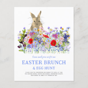 Prospectus 11,4 Cm X 14,2 Cm Brunch de Pâques Chasse aux Oeufs Lapin et Fleur s