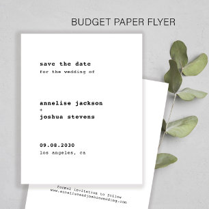 Prospectus 11,4 Cm X 14,2 Cm Budge simple typographie mariage enregistrer la da