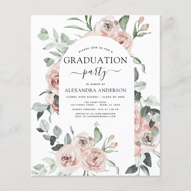 Prospectus 11,4 Cm X 14,2 Cm Budget 2022 Dusty Pink Graduation Floral (Devant)