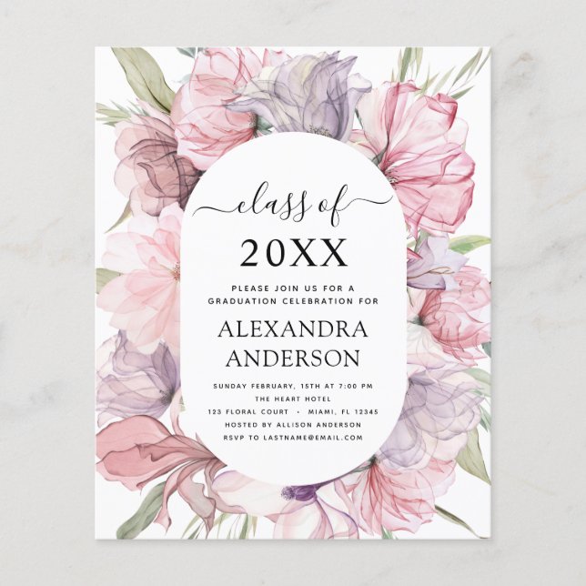 Prospectus 11,4 Cm X 14,2 Cm Budget 2022 Graduation Boho Dusty rose violet (Devant)