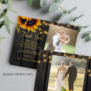 Prospectus 11,4 Cm X 14,2 Cm Budget 2 photos rustique mariage carte de remercie