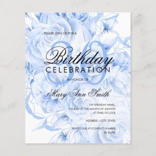 Prospectus 11,4 Cm X 14,2 Cm Budget 30e anniversaire Floral Navy Invitation ble