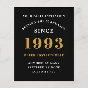 Prospectus 11,4 Cm X 14,2 Cm Budget 30e anniversaire Invitation 1993 Black Gold