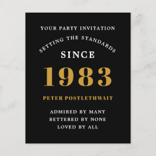 Prospectus 11,4 Cm X 14,2 Cm Budget 40e anniversaire 1983 Invitation Black Gold