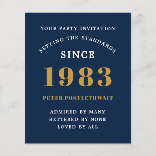 Prospectus 11,4 Cm X 14,2 Cm Budget 40e anniversaire 1983 Invitation Blue Gold