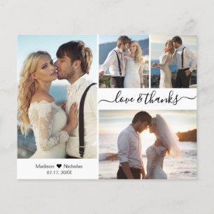 Prospectus 11,4 Cm X 14,2 Cm Budget 4 Collage de photos Mariage de script Merci