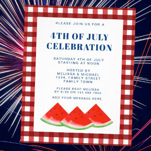 Prospectus 11,4 Cm X 14,2 Cm Budget 4 Juillet Fête Invitation