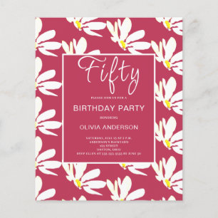 Prospectus 11,4 Cm X 14,2 Cm Budget 50e anniversaire Floral Daisy Invitation Ci