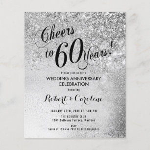 Prospectus 11,4 Cm X 14,2 Cm Budget 60e anniversaire de Mariage Invitation d'ar