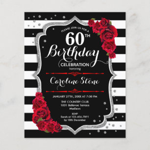 Prospectus 11,4 Cm X 14,2 Cm Budget 60e anniversaire Noir Blanc Rouge Argent In