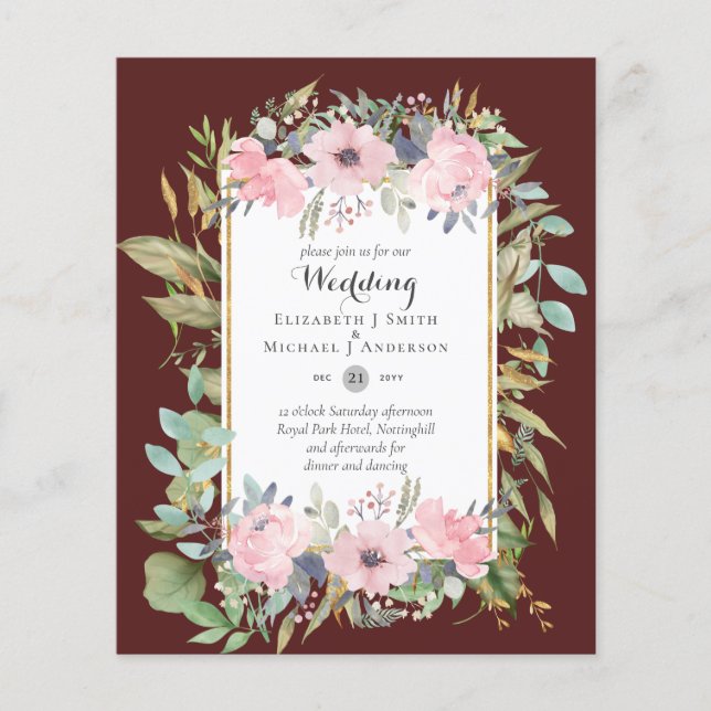 Prospectus 11,4 Cm X 14,2 Cm Budget abordable rose rose rose rose rose Mariage  (Devant)