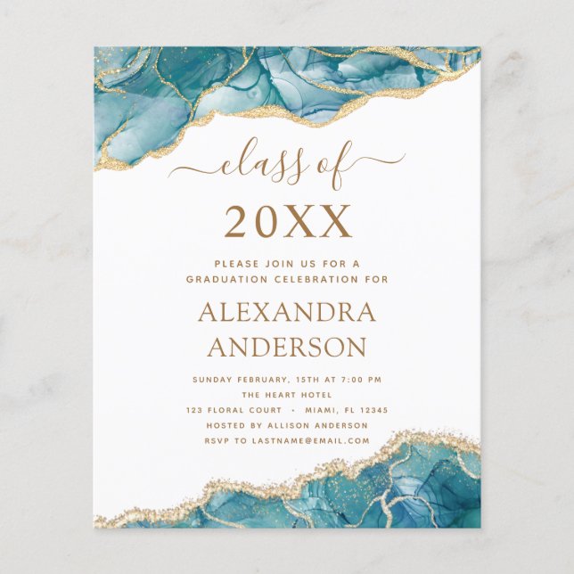 Prospectus 11,4 Cm X 14,2 Cm Budget Agate Graduation 2023 Turquoise Gold Blue (Devant)