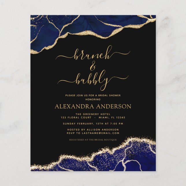 Prospectus 11,4 Cm X 14,2 Cm Budget Agate Marine Blue Gold Brunch & Bubbly (Devant)