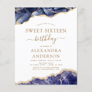 Prospectus 11,4 Cm X 14,2 Cm Budget Agate Sweet 16  Bleu Nuit Or