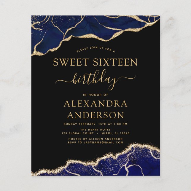 Prospectus 11,4 Cm X 14,2 Cm Budget Agate Sweet 16 Marine Blue Gold (Devant)