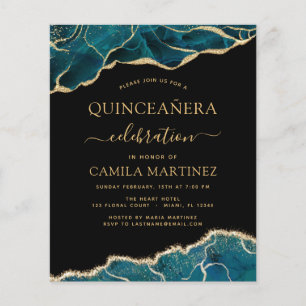 Prospectus 11,4 Cm X 14,2 Cm Budget Agate Turquoise Quinceañera Or Doré
