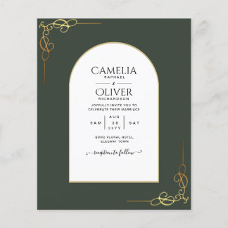 Prospectus 11,4 Cm X 14,2 Cm Budget All-in-1 Gold Accent Wedding INVITE