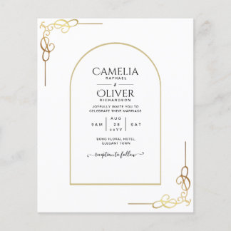 Prospectus 11,4 Cm X 14,2 Cm Budget All-in-1 Gold Accent Wedding INVITE