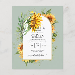Prospectus 11,4 Cm X 14,2 Cm BUDGET All-in-1 Rustic Sunflowers Greenery Wedding