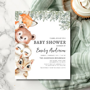 Prospectus 11,4 Cm X 14,2 Cm Budget Animaux des bois Invitation Baby shower