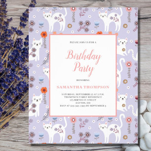 Prospectus 11,4 Cm X 14,2 Cm Budget Anniversaire Chat Motif Invitation Flyer