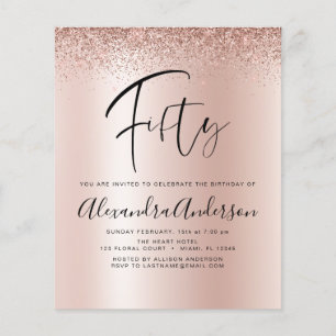 Prospectus 11,4 Cm X 14,2 Cm Budget Anniversaire Parties scintillant Rose Gold