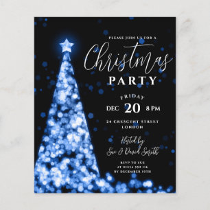 Prospectus 11,4 Cm X 14,2 Cm Budget Arbre de Noël Bleu Invitation de fête moder