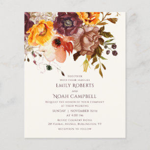 Prospectus 11,4 Cm X 14,2 Cm Budget Automne Rustique Plum Orange Floral Mariage
